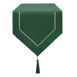 LLCUTESHOP Table Runner, Dark Green, 32 x 270 cm, Modern, Innovative Design, Plain Linen Table Runner, Washable, High-Quality Table Runner, Wheat Ear Design for Dining Room, Party, Holiday Decoration