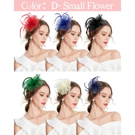 Z&X Ladies Girls Fasciantor Hat Mesh Spiral Flower Feather Tea Party Hat with Clip Brooch Navy Blue