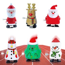 Pack of 6 Wind Up Toys Christmas Figure Clockwork Toy Wind-Up Figure Advent Calendar Filling, Christmas Wind Up Jumping Toy Party Bag Small Items Gifts for Baby Children Adults