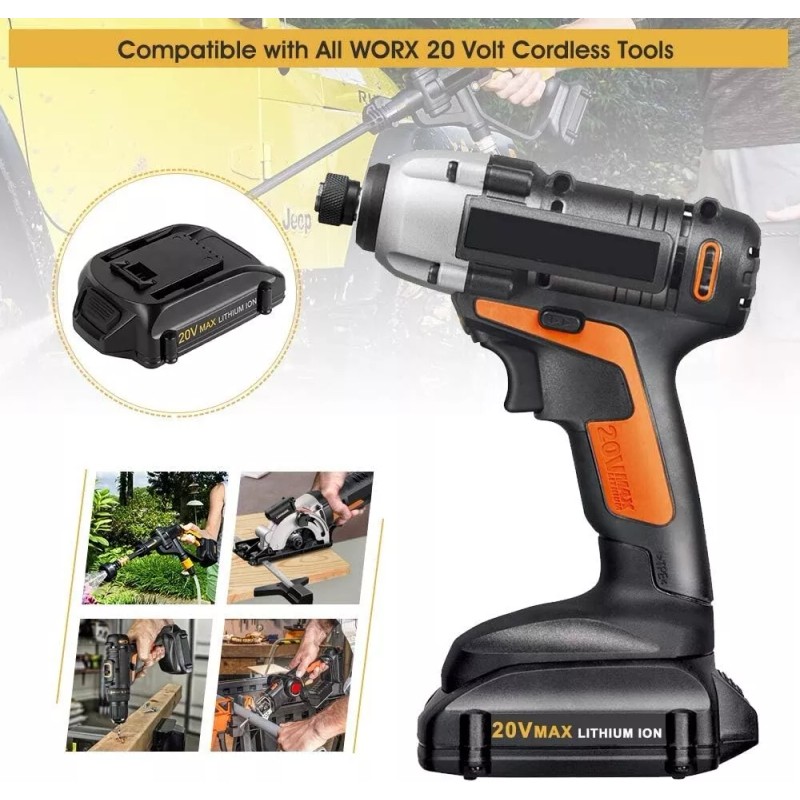 For WORX 2pack For WORX 20V MAX Extend Lithium Battery