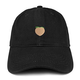 Trendy Apparel Shop Peach Emoticon Embroidered 100% Soft Brushed Cotton Low Profile Cap - Black