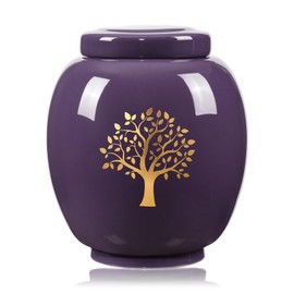 MOCANDA Medium Urns for Human Ashes Adult Female,Keepsake Urns for Ashes for Women,Tree of Life Urn,Purple Ceramic Decorative Urns,Keepsakes for Ashes,pet urn