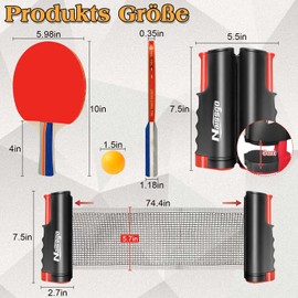 Table Tennis Bat Table Tennis Set Professional, 2 Table Tennis Bats + Retractable Net + 8 Table Tennis Balls + 1 Carry Bag, Table Tennis Bat Set for Indoor and Outdoor Games Black
