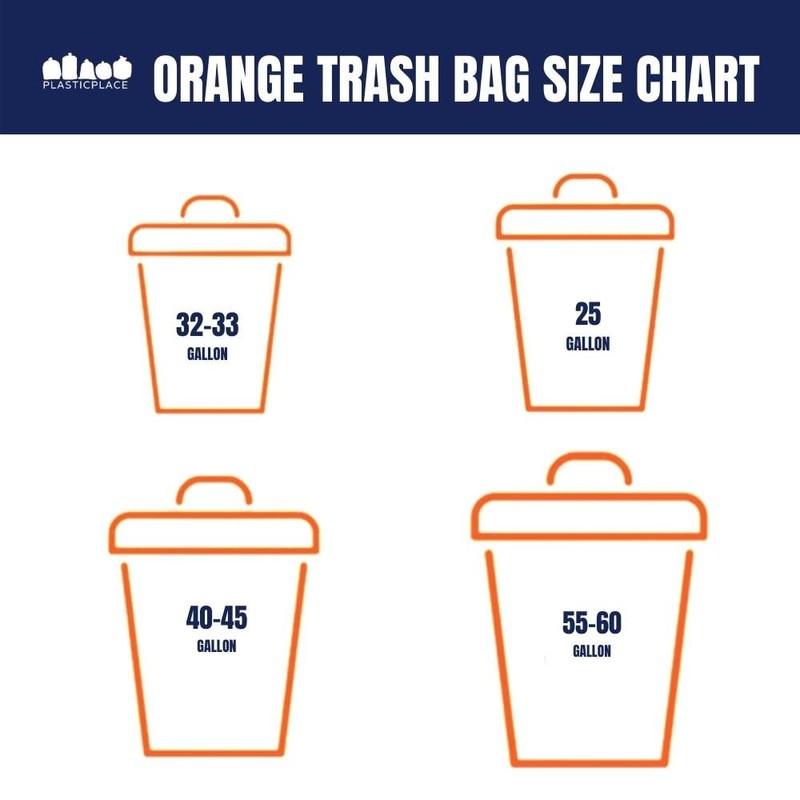 Plasticplace 55-60 gallon Trash Bags │ 1.2 Mil │ Orange