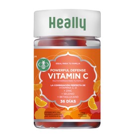 Multivitamínico Powerful Defense, Gomitas, Para un Boost de Vitamina C, Sabor Mandarina y Naranja, Con Colágeno y Ácido Hialurónico, Vitaminas C, D y E, 100% Natural, Sin Azúcar y Gluten, Heally