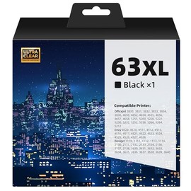 63XL Printer Ink for HP 63XL Ink Cartridges Replacement for HP Ink 63 Fit for Officejet 3830 4650 5255 5258 Envy 4520 3634 Deskjet 1112 2132 3630 Printer
