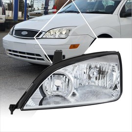 Factory Syle Halogen Headlight Assembly Compatible with 05-07 Ford Focus | Headlamps with Chrome Housing