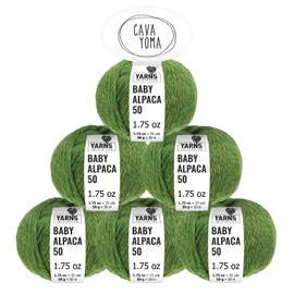 CAVAYOMA 100% Baby Alpaca Yarn Chunky in 30+ Colors (Itch-Free) #5 Bulky Baby Alpaca Yarn for Knitting & Crocheting Set of 6 Skeins (300g, 10,5oz) Hand Selected Quality from Peru - Wild Green