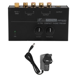 Phono Turntable Preamp Ultra Low Noise Independent Volume Control Phonograph Preamplifier for Record Player 100‑240V UK Plug