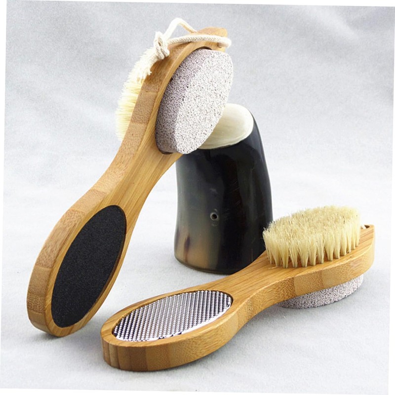 FRCOLOR Bamboo Material Foot Scraper Dead Skin Remover Foot File