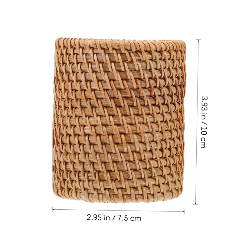 FUNOMOCYA 2Pcs Woven Pen Holders for Desk Multi Functional Rattan
