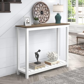 FOLUBAN Farmhouse Sofa Table, Rustic Vintage Console Table for Entryway, Living Room, Hallway, White