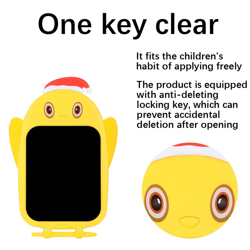 LCD Writing Tablet Christmas Hat Cartoon Owl Shape Children Yellow