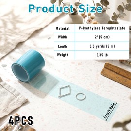 Xthrotsenk 4 Rolls Resin Tape, Epoxy Tape Resin Tapes for Jewelry High Temp Resins Tapes for Epoxy 2In×65Ft Traceless-Tape for Arts Crafts Jewelry Pendant Hollow Frame Bezels DIY