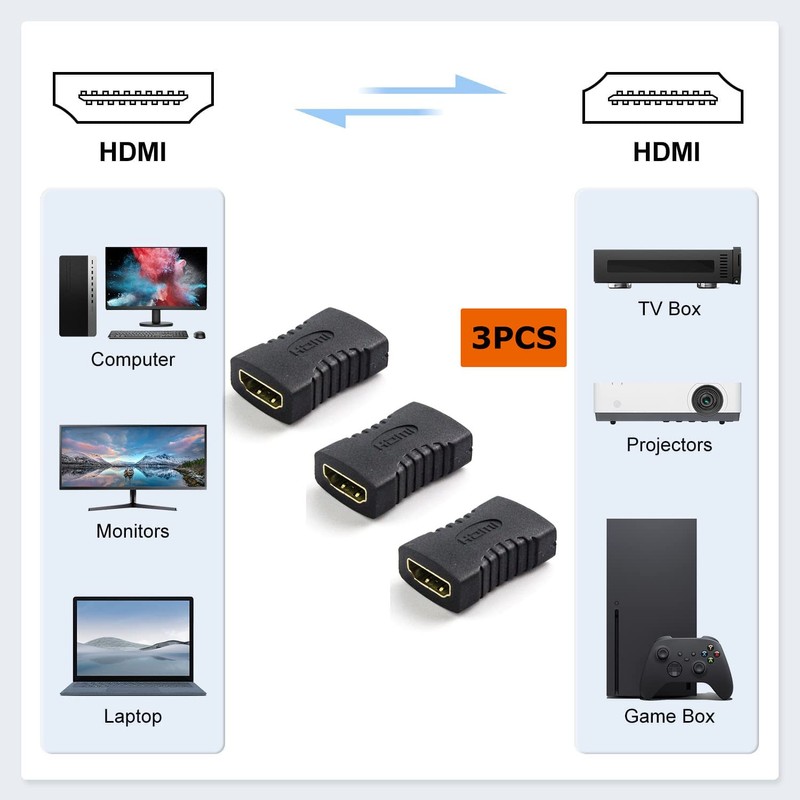 KUNOVA (TM) 3 Pieces Premium HDMI Female to HDMI Female