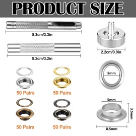 200 Sets Eyelet Punch Kit Grommet Kit Grommets Eyelets Kit Tool Eyelets for Fabric Grommet Set with Hole Punch Tool Fabric Leather Clothes Shoes Bag Canvas Belt