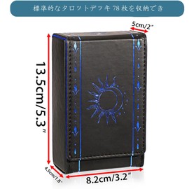 BSTKEY Leather Tarot Card Storage Magnetic Closure Tarot Card Organizer Card Case Tarot Card Box Standard Size Hot Stamping Stylish Black + Blue