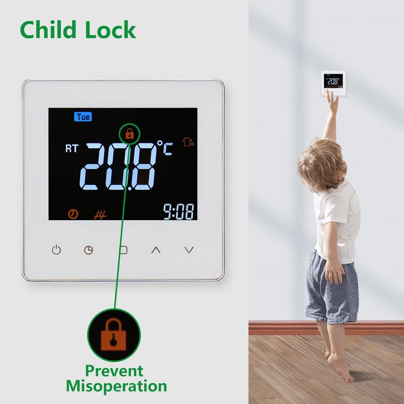 Wengart 24V Digital Thermostat WG538,Indoor Thermostatic Control,Weekly Programming,Colorful Display Suitable