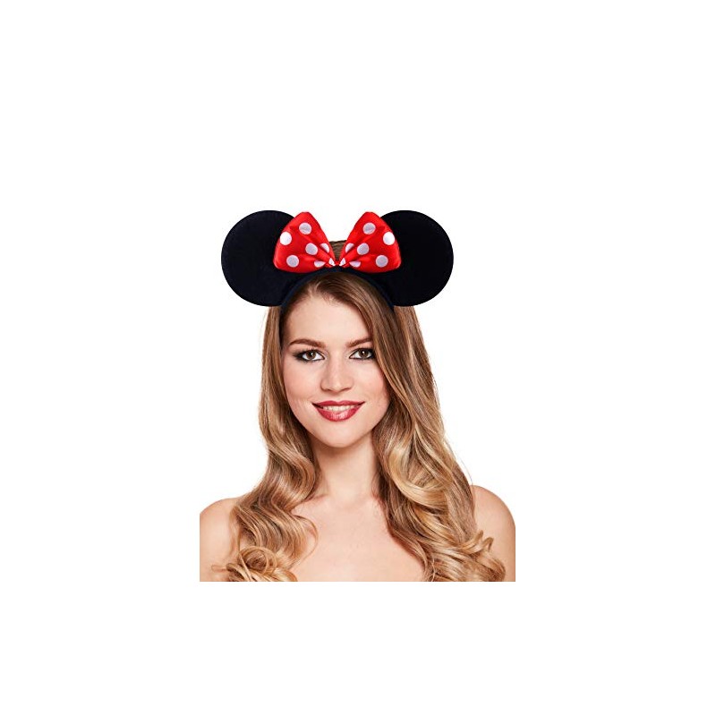 Fancy Dress Black Mouse Ears With A Red And White