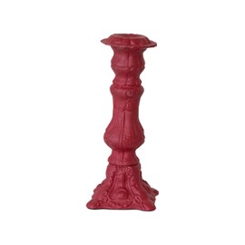 Creative Co-Op Embossed Cast Aluminum Taper Candleholder, Red