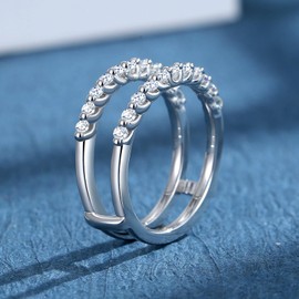 JIEKAYUAN Moissanite Ring Enhancer for Women Engagement Rings Wedding Bands S925 Sterling Silver 18K White Gold Plated Rings for Wife Women Mom Her(8.5)