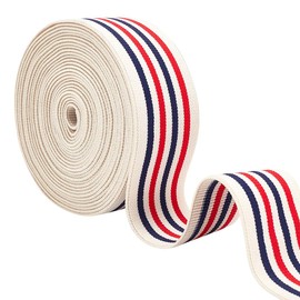 Benecreat Approx. 1.7 ft (4.5 m) Roll, Woven Rubber, Elastic Band, Flat Rubber, Width 1.5 inches (39 mm), Polyester, Red, Stripe, Red Color, Red Color, Strong Elastic, Elastic Band, Elastic Band,