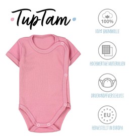 TupTam Baby Bodysuit Short Sleeve Pack of 5 - Cotton Wrap Bodysuit for Boys and Girls, White Ecri Light Grey Dusky Pink Pink