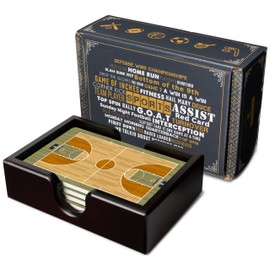 Basketball Ceramic Coasters with Holder. Absorbent Coaster for Drinks, Coaster Set, Table Coaster. Gift for Men, Basketball Decorations, Party Favors