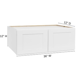 ONESTOCK White Shaker Wall Cabinet - Ready to Assemble, Perfect for Kitchen, Laundry, and Bathroom Storage - 36”W x 12”H x 12”D