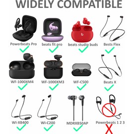 A-Focus Sports Earbuds Eartips Wingtips Anti-Slip Silicone Gel Ear Hooks for Most Earphone Inner Hole 4mm to 5mm, Compatible with Beats Studio Buds/Flex/WF-1000XM5 / WF-C700N Black White