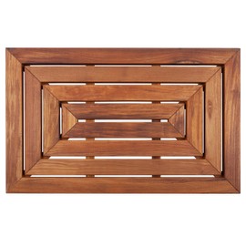 Nordic Style Premium Teak Shower and Bath Mat for Indoor and Outdoor Use - Non-Slip Wooden Platform for Spa, Sauna, Pool, Hot Tub - Flooring Decor and Protector (31.4" x 19.6", Oiled Finish)