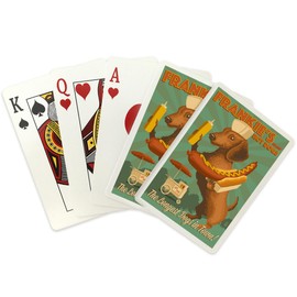 Lantern Press Dachshund, Retro Hotdog Ad (52 Playing Cards, Poker Size Card Deck with Jokers)