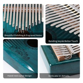 Kalimba Thumb Piano 17 Keys, Portable Mbira Finger Piano Gifts for Kids and Adults Music Instrument Thumb Pianos - 17 Keys (Kalimba Green)