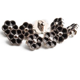 10 Elegant Plastic Buttons 11 mm (1.1 cm), with Enamel, Black/White Flower Eyelet Buttons – for Sewing, Sewing, Crafts and Decorating