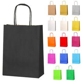 Thepaperbagstore Thepaperbagstore 30 Papiertüten für Partys und Geschenke mit Griffen - Schwarz - 180x220x80mm