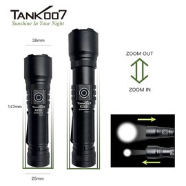 ZKLiLi Zoomable 7 Modes Super Bright IPX6 Waterproof & Type-C Charging Tactical Flashlights Powerful Handheld Flashlight for Emergencies Camping(03)