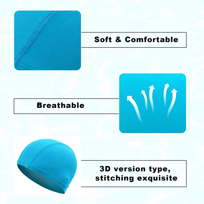 NITAIUN Polyester Swimming Caps (4 Pieces), Unisex-Adults, One Size, Black