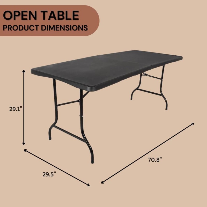 New Home Era 6ft Plastic Folding Table, Fold-in-Half Portable Utility