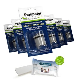 Perimeter Technologies Collar Battery Compatible with Invisible Fence Brand - Bonus eOutletDeals Pet Towel ( 6 Pack )