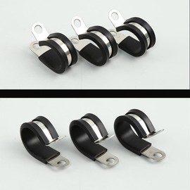 NICAVKIT 10pcs 13 mm Cable Clamp Rubber P Clips Hose Clamps Pipe Clamps Cable Clamps Stainless Steel Kit, Metal Wire Cable Clamp Kit