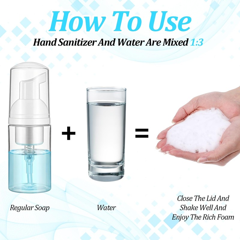 50Pcs Foam Pump Bottle 1oz Refillable Dispenser Bulk Travel Size