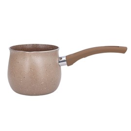 Milk Pan, Portable Small Saucepan with Long Handle Milk Pot Aluminum Alloy Small Cooking Pot Small Sauce Pan Non Stick Coating Milk Warmer Pot with Pour Spout Versatile(Brown)