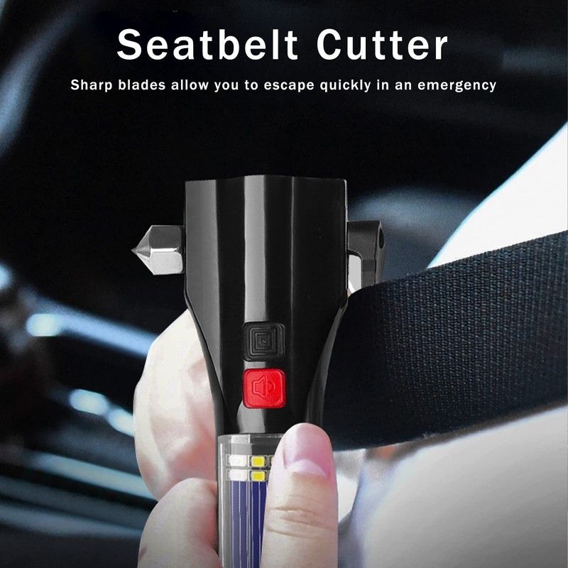 MOTORBUDDY All-in-1 Car Safety Hammer, Multi-Function Emergency Escape Hammer with