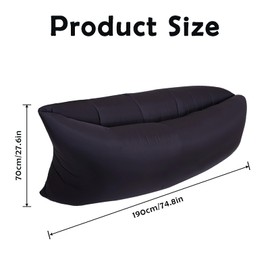 DtgEcd Inflatable Sofa, Portable Blow Up Air Lounge Chair for Camping, Beach, Pool, Outdoor Relaxation, Lightweight Inflatable Couch with Carry Bag (Black, 240 x 70 cm)