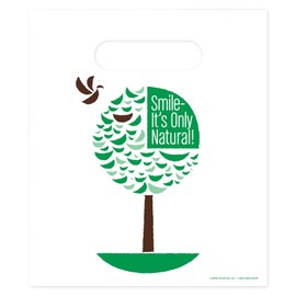 Practicon Only Natural 7-3/4" x 9" Dental Giveaway Bag, Dental Hygiene Patient Care Goodie Bag, Dentist Office Plastic Gift Bags, 100 Pack