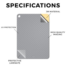 Carbon Fiber Tablet Skin Compatible with Apple iPad Air 11" (M3) 2025 - Solid Gray - Premium 3M Vinyl Protective Wrap Decal Cover - Easy to Apply | Crafted in The USA by MightySkins
