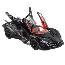 Toy Car Model EVO 1/24 Black Alloy Collectible Diecast Vehicles with Lights and Sounds