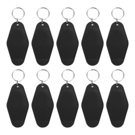 PATIKIL Vintage Motel Keychain, 10 Pack Blank Hotel Keychains Rhombus Retro Key Tag for DIY Crafts Ornament Backpack Luggage Labels Tags, Black
