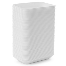 100 Pcs Crafts Foam Trays, White Foam Supermarket Disposable Poultry Meat Fruit Trays, BBQ Grill Roast Food Plates, Rectangle DIY Craft Painting Trays for Printmaking DIY Handicraft (8 x 4.7 x 1 in)