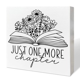 Book Lover Desk Decor Wooden Box Sign, Just One More Chapter, Book Worm Nerd Decor for Home Bedroom Office Bookish Book Reader Librarian Decoration Book Lover Gifts for Women Men Teen Girls Kids